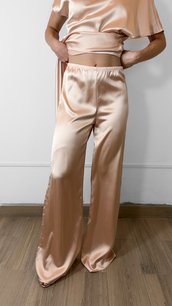 SATIN TUNIC SET CHAMPAGNE