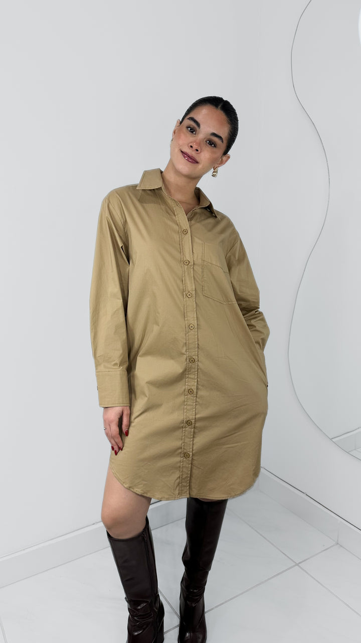VESTIDO CAMISOLA OVERSIZED TAUPE