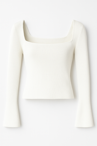 SUÉTER DE ESCOTE CUADRADO MANGA LARGA BLANCO