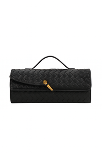 BOLSO TIPO CLUTCH NEGRO CON CIERRE DORADO