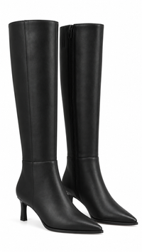 KITTEN HIGH KNEE BLACK BOOTS