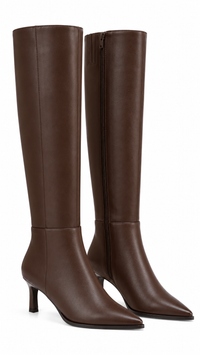 KITTEN HIGH KNEE BROWN BOOTS