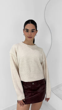 SUÉTER CORTO MANGA LARGA CREMA