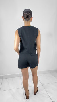 CHALECO DE LINO NEGRO