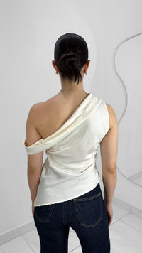 TOP SATIN ASIMETRICA IVORY