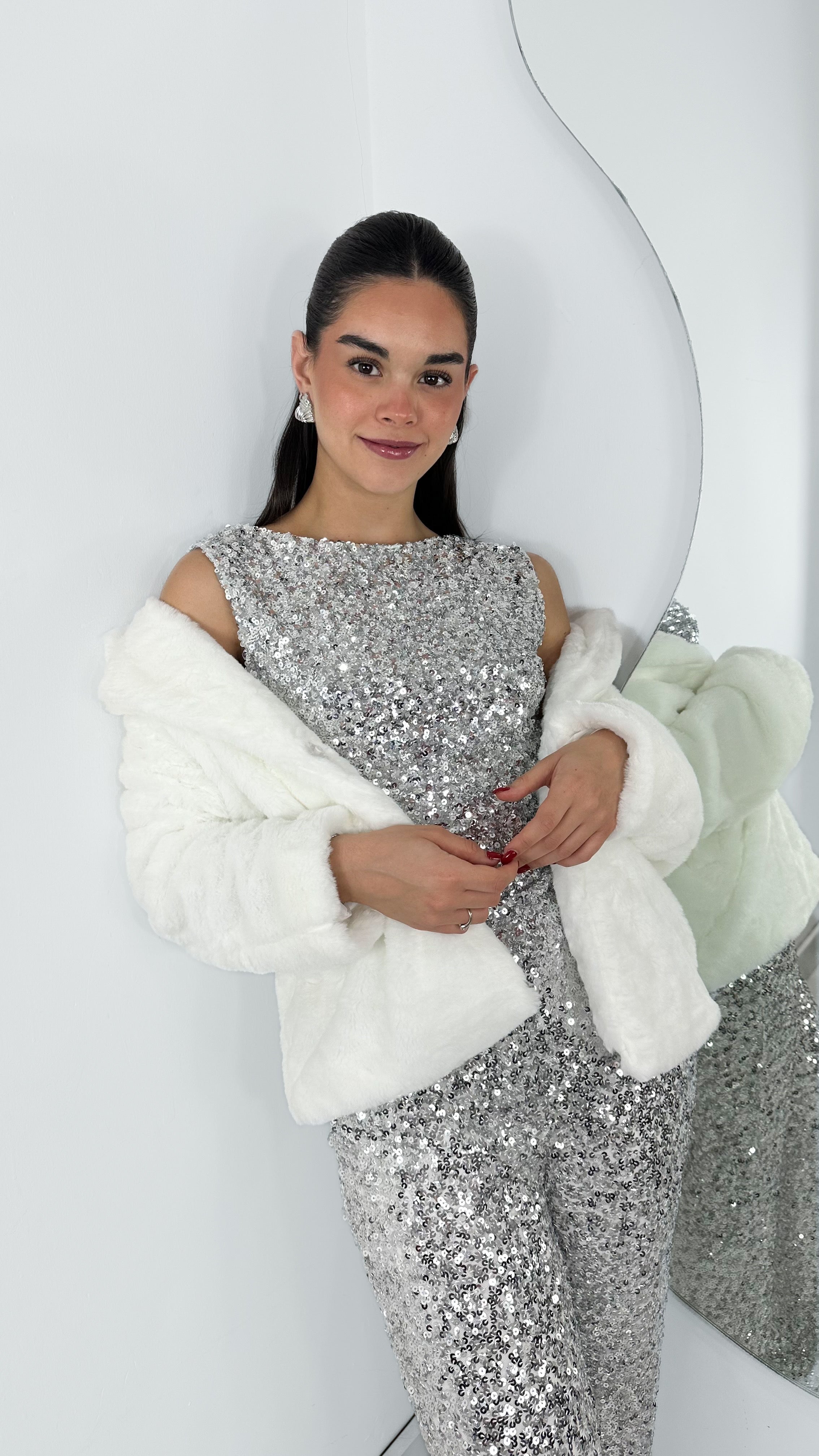 MAXI BLUSA SEQUIN SILVER