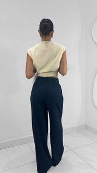 PANTALÓN FORMAL CON PLIEGUES WIDE LEG NAVY
