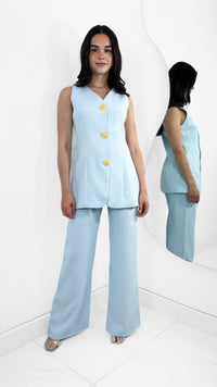 MAXI CHALECO BOTONES DORADOS BABY BLUE