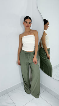 PANTALON FLOWY TIRO MEDIO AJUSTABLE VERDE