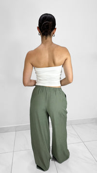 PANTALON FLOWY TIRO MEDIO AJUSTABLE VERDE