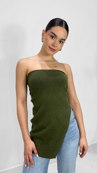 TOP STRAPLESS ASIMETRICO VERDE