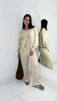 PANTALÓN PANTS TIRO ALTO DE BORREGO BEIGE