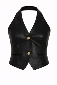 CHALECO DE PIEL NEGRO