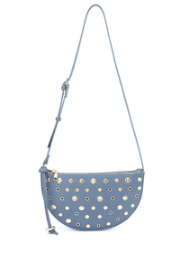 BOLSO CROSSBODY MEDIA LUNA CON REMACHES AZUL