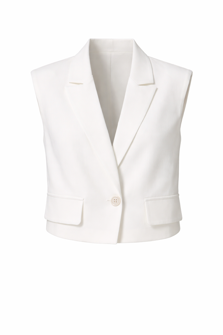 BLUSA TIPO CHALECO CON HOMBRERAS IVORY (SET)