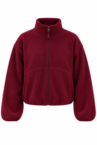 CROPPEED FULL-ZIPPED POLAR JACKET BURGUNDY