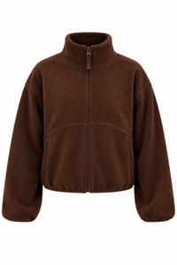CROPPEED FULL-ZIPPED POLAR JACKET CHOCOLATE