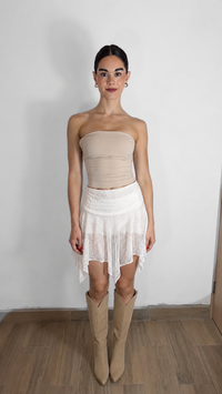 FALDA MESH VOLANTES BOHO BLANCA