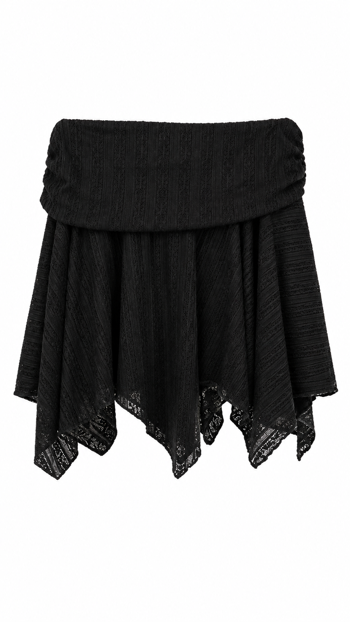 FALDA MESH VOLANTES BOHO NEGRA