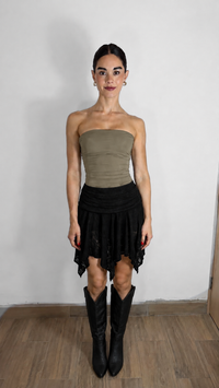 FALDA MESH VOLANTES BOHO NEGRA