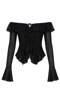 BLUSA OFF SHOULDER VOLANTES NEGRA