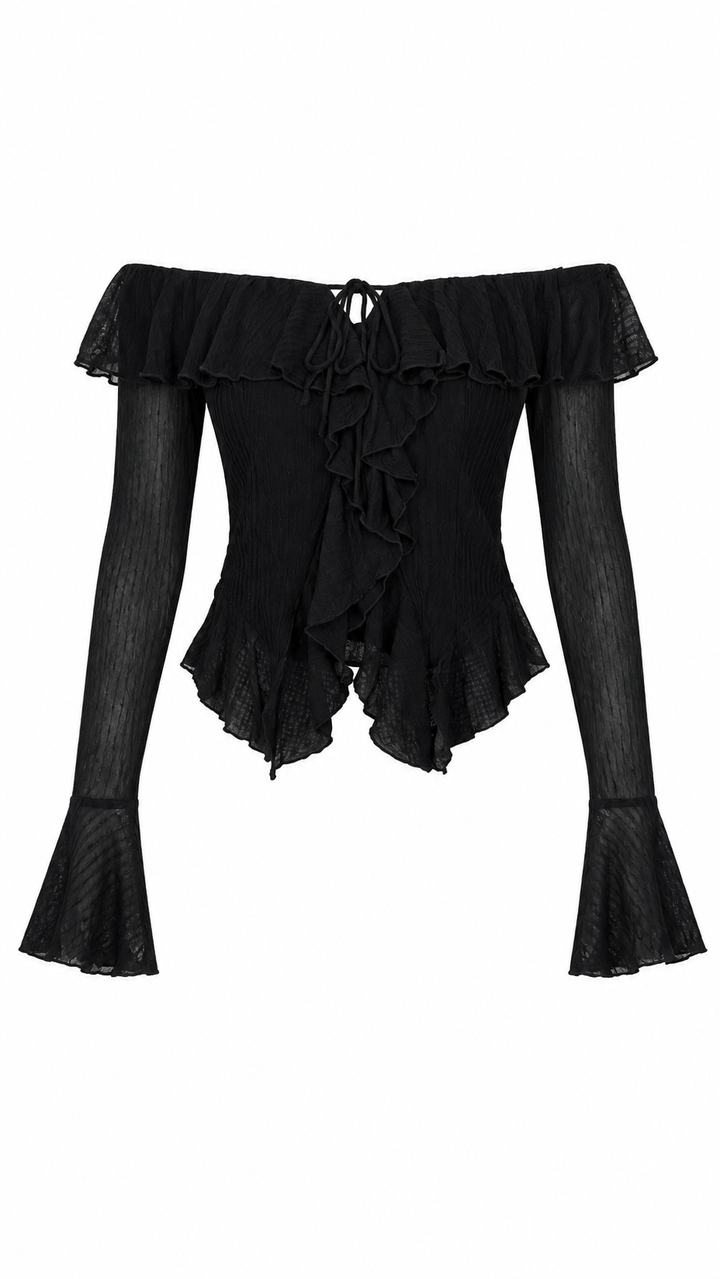 BLUSA OFF SHOULDER VOLANTES NEGRA
