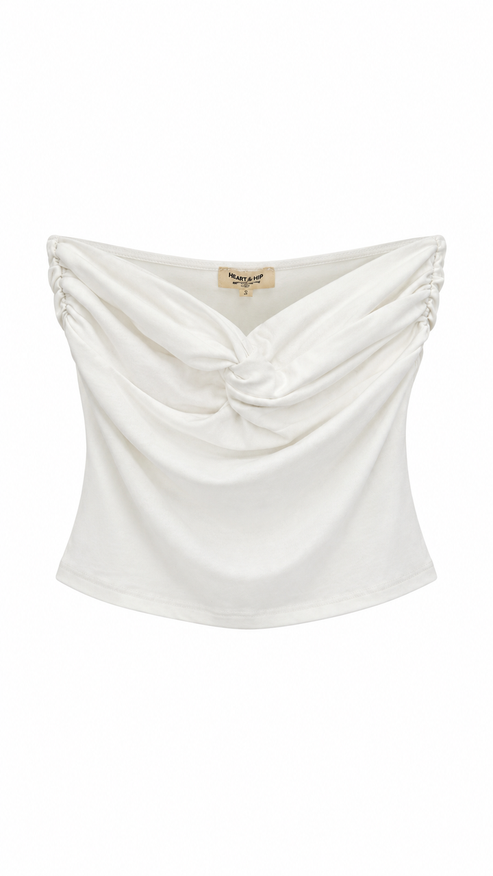TOP STRAPLESS DRAPEADO BLANCO