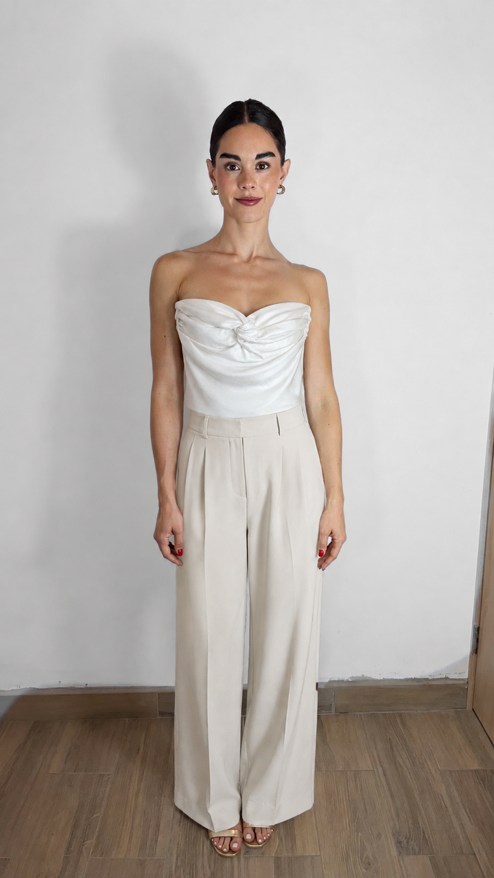 TOP STRAPLESS DRAPEADO BLANCO