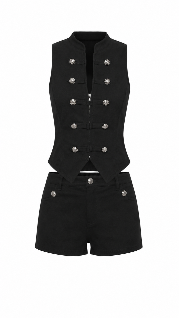 CCONJUNTO NAPOLEÓN NEGRO DE SHORT Y CHALECO