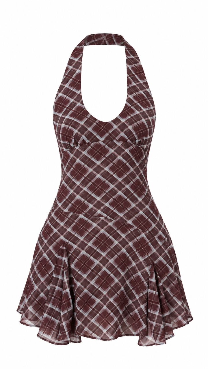 VESTIDO BLAIR DE CUADROS CAFÉ