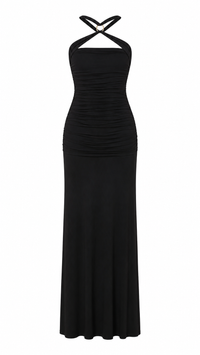 VESTIDO NEGRO CRUZADO HALTER