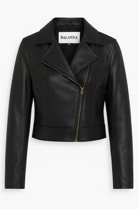 CHAMARRA DE PIEL GENUINA NEGRA