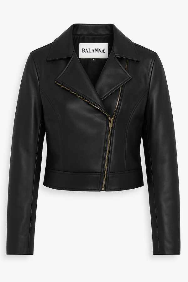 CHAMARRA DE PIEL GENUINA NEGRA