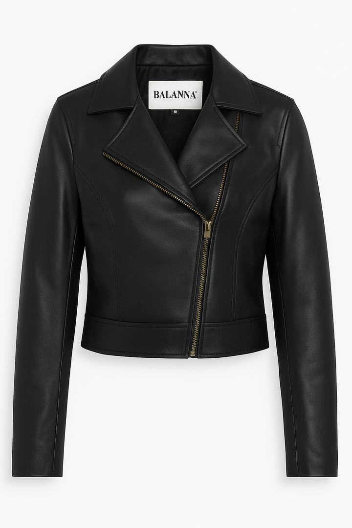 CHAMARRA DE PIEL GENUINA NEGRA