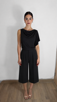 BLUSA ASIMÉTRICA DRAPEADO NEGRO