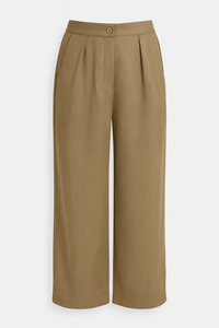 PANTALÓN FORMAL WIDE LEG CON PINZA MOCHA (SET)