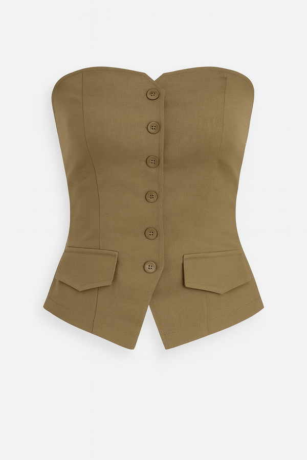 CHALECO STRAPLESS TIPO TUBO MOCHA