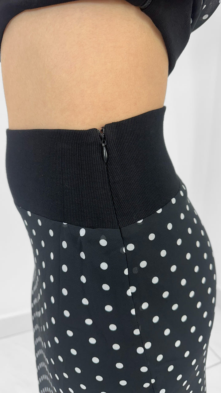 FALDA MIDI DE LUNARES NEGRA