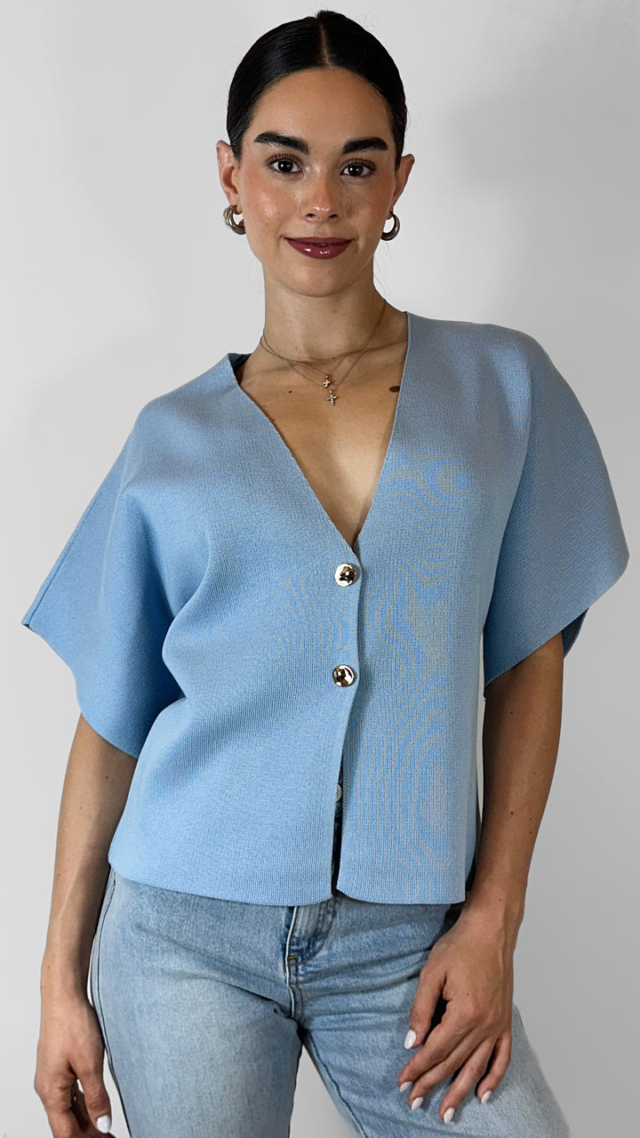 TOP KNIT AZUL CON BOTONES