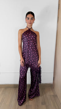 JUMPSUIT SATÍN MORADO POLKADOT