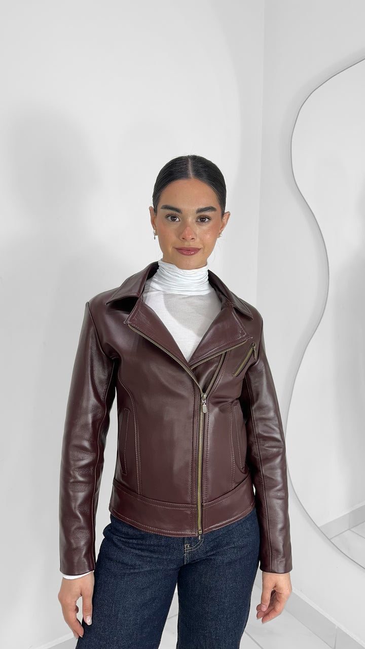 CHAMARRA DE PIEL GENUINA VINO