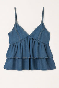 BLUSA DENIM BABYDOLL DE TIRANTES