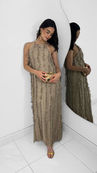 THE MOCHA DRESS - VESTIDO LARGO MOCHA CON EFECTO