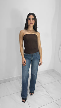 DENIM BLUE WASHED MID WAISTED JEANS