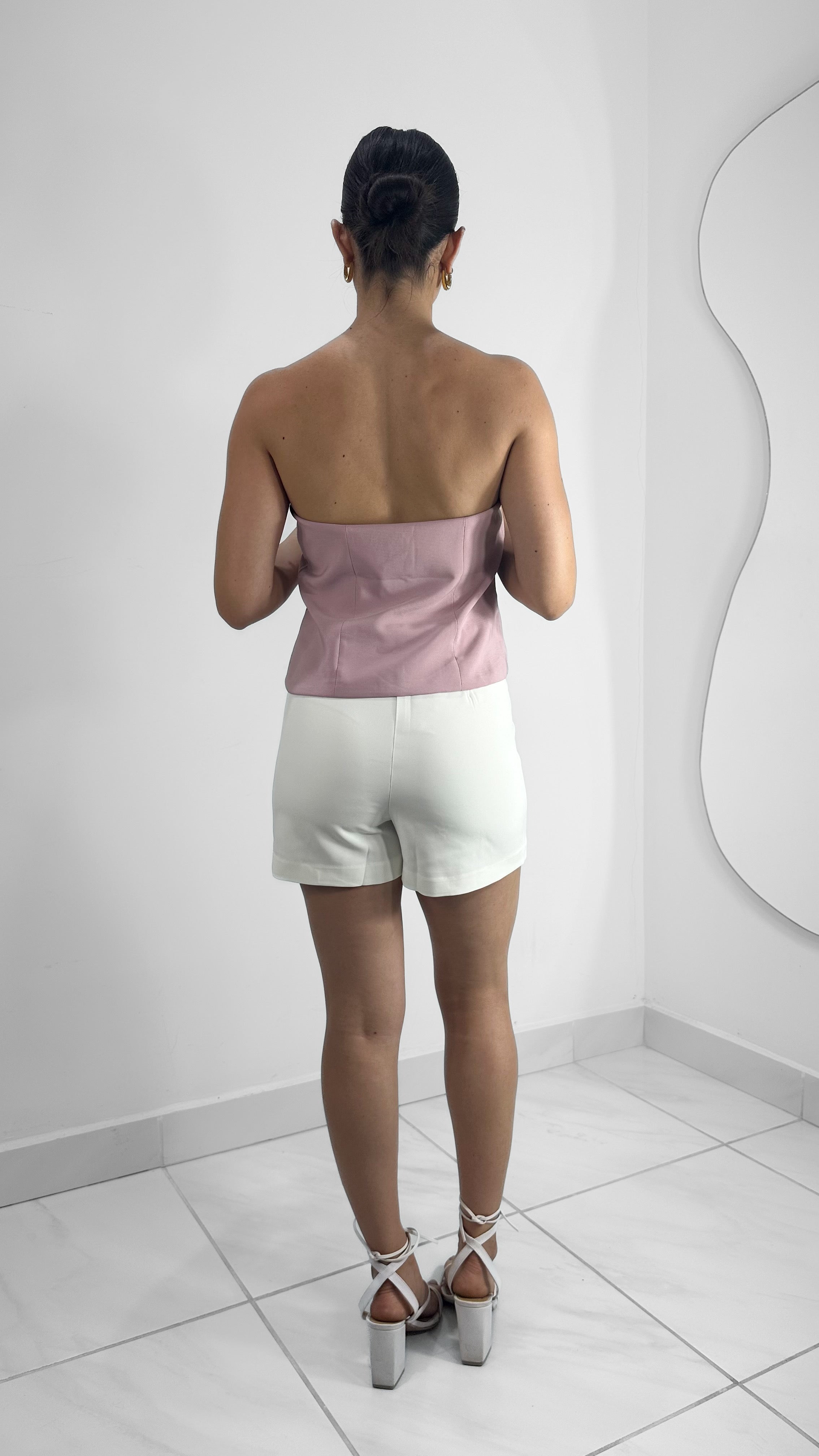 TOP STRAPLESS EFECTO SASTRE PALE-PINK