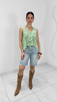 BLUSA HALTER BOHO SAGE