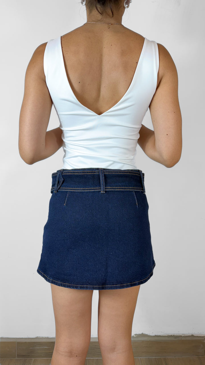 SKORT CON CINTO DARK DENIM