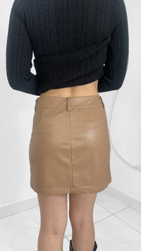 FALDA VINIPIEL TIRO ALTO TAUPE