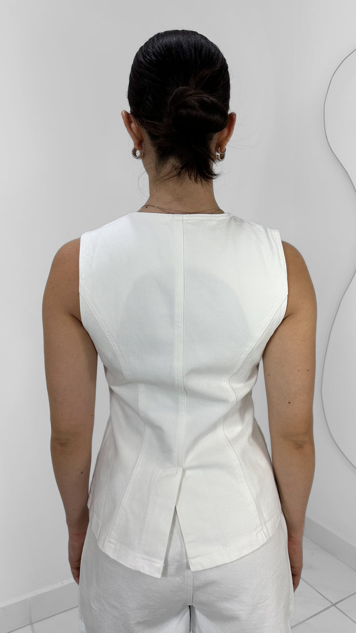 CONJUNTO CHALECO BLANCO DENIM