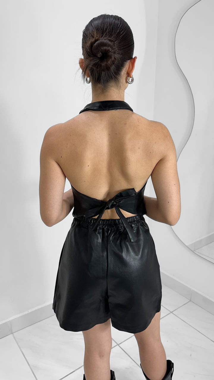 CHALECO DE PIEL NEGRO